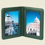 green Napa leather double photo frame