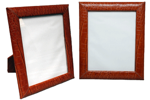 8 x 10 brown reptile-grain leather picture frames