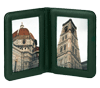 green leather double photo frame