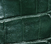 swath of hunter green alligator textured leather
