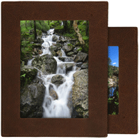 brown leather horizontal and vertical photo frames
