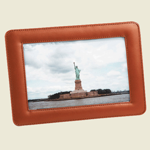 tan Napa leather single 4 x 6 photo frame